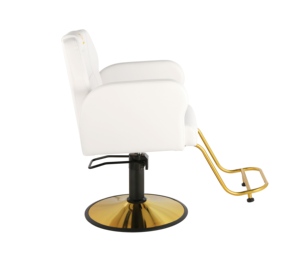 Sillón de Barbería de Lujo Blanco y Dorado, Silla Hidráulica Giratoria con Reposapiés <span class=keywords><strong>para</strong></span> Peluquería y Estilismo - Product Image 3