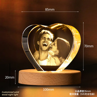 Lampe de nuit LED en cristal K9 gravé au laser 3D personnalisée, cadeau créatif, décoration de la maison, lampe de nuit alimentée par USB, OEM/ODM