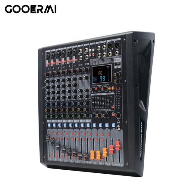 GS-10X Professional Powered 8-Channel Audio Mixer Console with 16dsp USB BT Recording Reverb Processor Audio Sound Cards