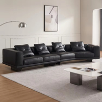 2025 italien minimaliste en cuir canapé ensemble lumière luxe doux canapé couche supérieure peau de vache droit 4 personnes coin pour salon