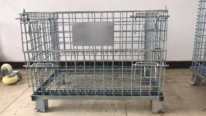 Draadgaas <span class=keywords><strong>Container</strong></span> Gegalvaniseerd Staal Opvouwbare Draadgaas Rollende Kooi Met Wielen - Product Image 2