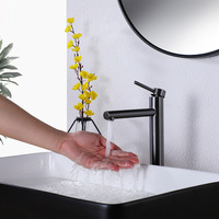 Robinet de salle de bain à col long en laiton massif, finition bronze canon, pour eau chaude et froide