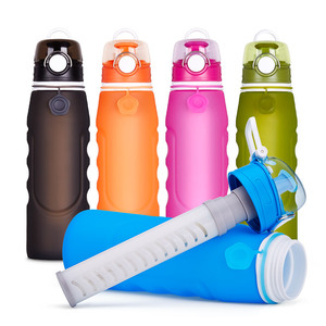 Portable Silicone <b>Water</b> Bottle With Filter 1000Ml Outdoor Sports Camping Purifier Blue Capacity - Product Image 1