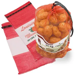 Customized 20kg 25kg 30kg Vegetable Fruit Packaging Net Bag PP Leno Mesh Bag For Potatoes