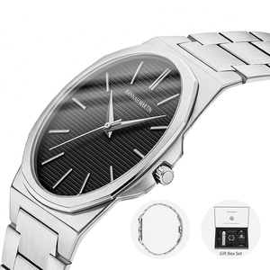 Reloj de Cuarzo para Hombre HANNAH MARTIN con Correa de Acero Inoxidable, Juego de Reloj para Regalo con Caja, 6.8MM Ultra Delgado, Montre Pour Homme - Product Image 3
