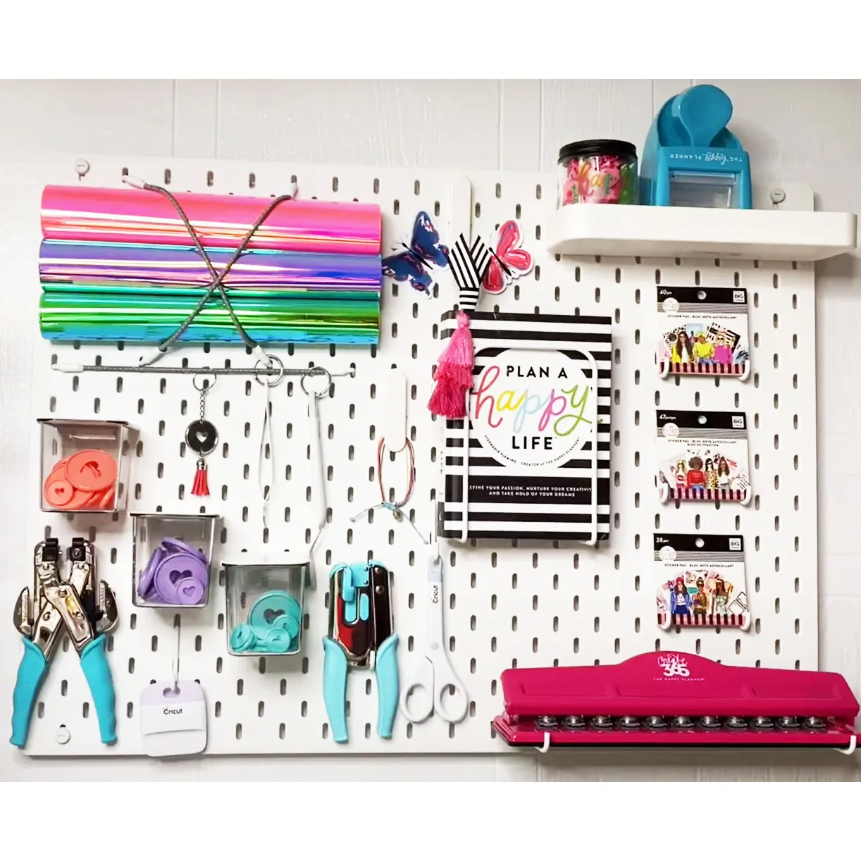 Goldmine manufacture Pegboard Wall Mounted Plastic Pegboard Storage Pegboard Shelf for Living Room Kitchen