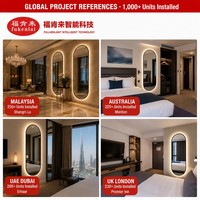 Miroir pleine longueur arqué avec éclairage LED, cadre métallique, luminosité tactile, verre HD pour hôtel, salon, maison