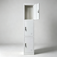 Casier métallique à 3 portes, prix d'usine, pour bureau, école, gymnase, rangement de bagages, casier à colis en acier
