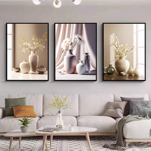 <span class=keywords><strong>Peinture</strong></span> murale sur toile en <span class=keywords><strong>triptyque</strong></span> de vases à <span class=keywords><strong>fleurs</strong></span>, décoration de salon de luxe, <span class=keywords><strong>peinture</strong></span> en porcelaine de cristal pour la maison, vente en gros - Product Image 3