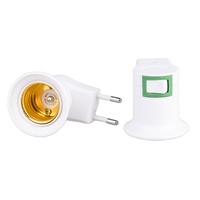 Douille de lampe à vis européenne E27 pour ampoules murales avec bouton marche/arrêt 250V PC LED Lampe douille mâle vers adaptateur de prise européenne
