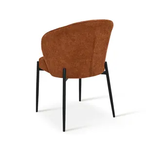 <span class=keywords><strong>Chaise</strong></span> <span class=keywords><strong>de</strong></span> salle à manger <span class=keywords><strong>de</strong></span> cuisine ergonomique en tissu capitonné <span class=keywords><strong>cognac</strong></span> avec pieds en métal - Product Image 5