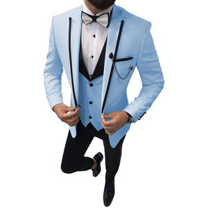 Traje de Tres Piezas <span class=keywords><strong>para</strong></span> <span class=keywords><strong>Hombre</strong></span>, Nuevo, al por Mayor, Solapa Negra, Diseño Colorblock, Lazo de Alta Calidad, <span class=keywords><strong>para</strong></span> Banquete, Fiesta, Novio - Product Image 3