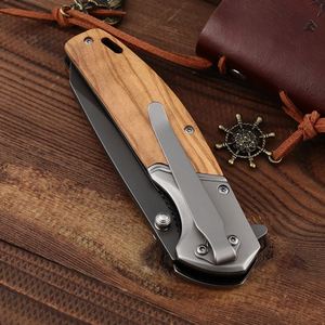 Cuchillo Plegable de Acero Inoxidable OEM con Mango de Madera, Herramienta Táctica de Supervivencia EDC para Camping, Cuchillo para Grabado DIY - Product Image 6
