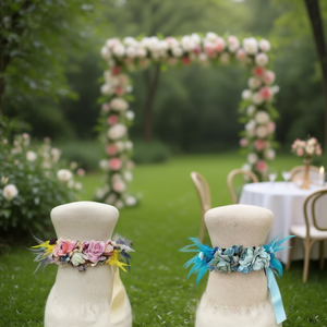 Cintura con fiore in nastro e piume su entrambi i lati, 4 cm, in tessuto, per donna, decorazione per matrimoni e feste - Product Image 2