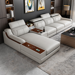 Fabrika toptan yeni tasarlanmış lüks 2 + 3 deri kesit koltuk takımı oturma odası otel veya daire mobilya için - Product Image 3