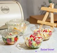 Bol en plastique à emporter, bol en plastique transparent sans BPA, bol à salade avec couvercle, 16 oz, 24 oz, 32 oz, 48 oz, 64 oz, bols à salade