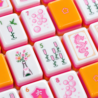Jeu de tuiles de mahjong américain personnalisé sur le thème du champagne, acrylique orange vibrant avec gravure double face