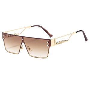 Occhiali da Sole Polarizzati Nuovo Stile 2025, Bestseller Transfrontaliero, Monopezzo Antivento UV400 con Dettagli Fantasia Ghepardo e Montatura in Metallo - Product Image 1