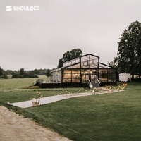 Tentes de mariage Atrium, structure en aluminium noir robuste, tente pour événements et fêtes, taille personnalisée, structure en verre de luxe pour l'extérieur, tente d'église