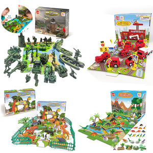 OEM/ODM Ensemble de Scène de Modèle Militaire de Bricolage Personnalisé pour Enfants Simulation de Dinosaure Faune Camion de Pompier Modèle Jouet avec Carte - Product Image 2