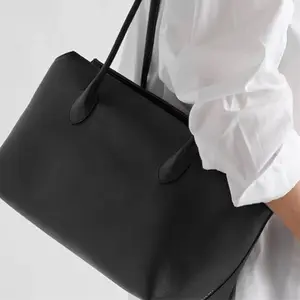 Original The * Row Minimalist Leather Tote Bag Real Cowhide Handheld Tote Bag Large Capacity Underarm Bag for Women