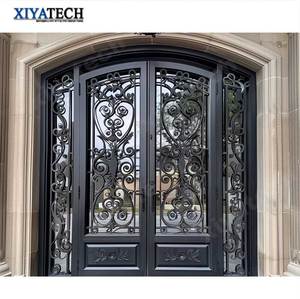 Xiyatech Mỹ Rèn Sắt Nhập Đôi Cửa Chống Trộm Midcentury Thiết Kế Bên Ngoài Chính Nhập Thanh Bão An Ninh Tùy Chỉnh - Product Image 1