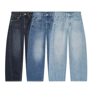 Jeans a Vita Media in Cotone 97% e Poliestere <span class=keywords><strong>3</strong></span>% per <span class=keywords><strong>Donna</strong></span>, Stile Boyfriend Lavato Y2K, <span class=keywords><strong>Pantaloni</strong></span> in Denim a Gamba Larga - Product Image 1