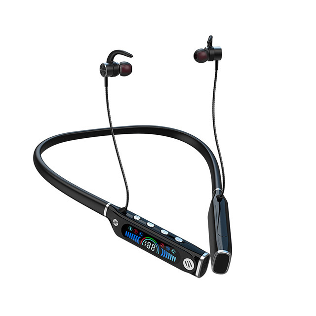 V9 Wireless Neckband Earphone for 5.3 HIFI Sound Sport Magnetic Digital Display IPX-3 Waterproof ANC Mic