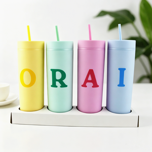 Vasos delgados de acrílico de colores de 20 oz con tapas, pajitas, vasos delgados <span class=keywords><strong>para</strong></span> Navidad Acción de Gracias - Product Image 4