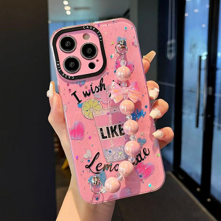 Wholesale Cute Carton Designer Phone Case with Bead Bracelet for