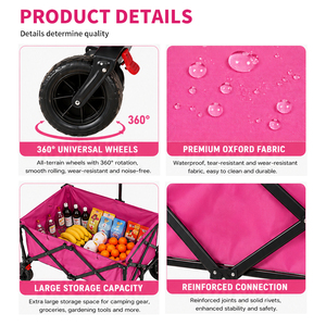 Chariot de marché mobile pliable avec auvent et plateau, robuste et pliable, pour marchés aux producteurs, foires artisanales, camping - Product Image 3