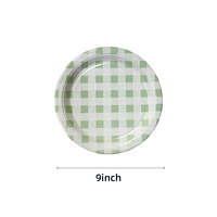 616266 Assiettes en papier jetables écologiques 9 pouces, motif gingham vert, 20 pièces, fournitures pour fêtes et célébrations, vente en gros