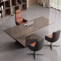 Mobilier de bureau en forme de L pour CEO Boss Manager Mobilier de bureau en noir et blanc au design de couleurs mélangées OEM