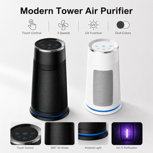 Purificatore d'Aria Intelligente con Filtro HEPA e Funzione <span class=keywords><strong>UV</strong></span>, 3 Velocità, Design Portatile per Casa, Ufficio e Camera da Letto - Product Image 6