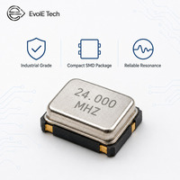 Resonador de Cristal de Cuarzo Industrial SMD de 24MHz, 20pF, 30ppm, Bajo ESR, Frecuencia Verificada, Módulos de Control IoT de Montaje Superficial