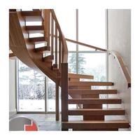 Escalier Courbé Prima Fashion Simple Arc Style Nordique avec Rampe en Verre pour Appartement et Villa