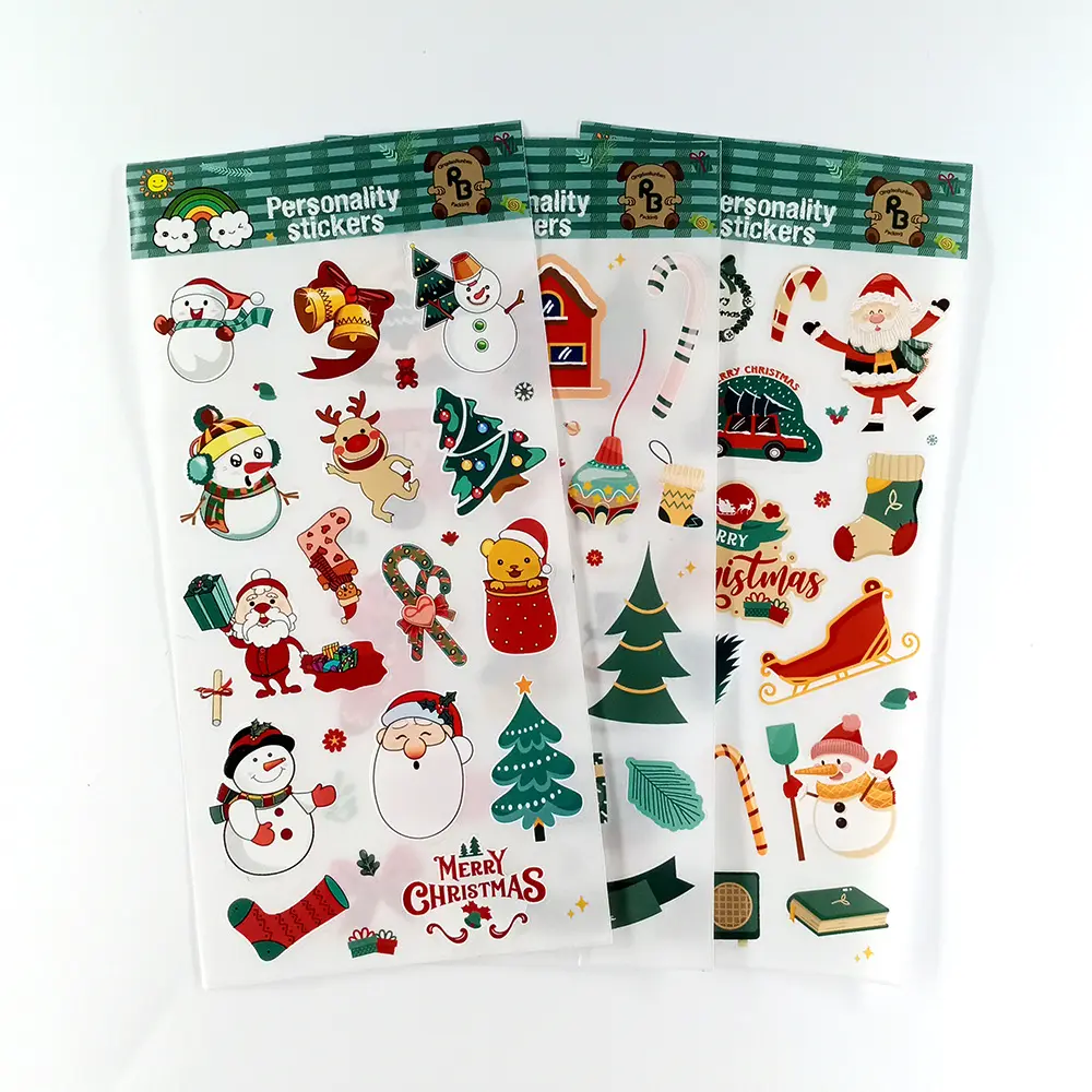 2023 New Cartoon Christmas Festival Decorative Stickers For Gift Window Wall Book Waterproof New Year Sticker