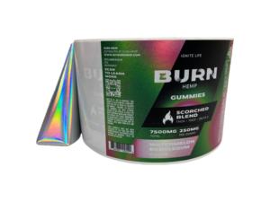 Prix d'usine – Étiquettes autocollantes en PET argenté, étanches et résistantes à <span class=keywords><strong>l</strong></span>'<span class=keywords><strong>huile</strong></span>, pour emballage <span class=keywords><strong>de</strong></span> bonbons au <span class=keywords><strong>chanvre</strong></span>, forme personnalisée, impression offset CMYK - Product Image 1