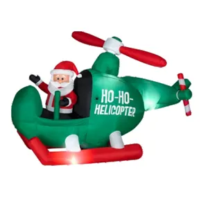 Quảng cáo Đồ chơi Inflatable lớn đồ trang trí Giáng sinh Inflatable giáng sinh Santa Claus trong máy bay với ánh sáng