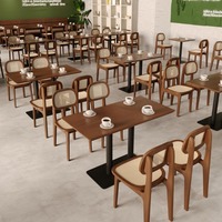 Foshan Usine Rétro En Bois Massif Restaurant Stand Table et Chaise Combinaison Lait Thé Boulangerie Café Table Restaurant Meubles