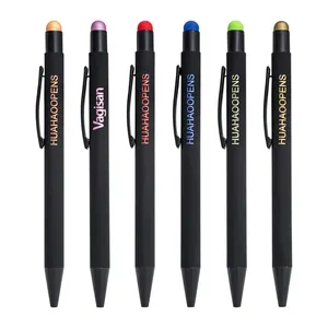 Bolígrafo De Metal para saltar, nuevo diseño colorido, promocional, venta al por mayor con recubrimiento de tacto suave y lápiz óptico