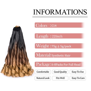 Extensions de Cheveux Synthétiques Style Pony à Ondulation Ample, Boucles en Spirale pour Tresses au Crochet, Boucles Françaises, Présentoir Cheveux Bouclés à Tresser - Product Image 2