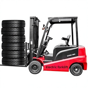 Chariot élévateur électrique CPO-20, capacité de 2 tonnes, commande assise, pneus pleins, utilisation en intérieur, mât à trois étages, déplaceur latéral hydraulique - Product Image 1
