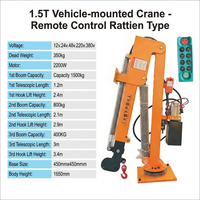 Grue à flèche compacte de 1,5 tonne montée sur camion, grue hydraulique complète, mini-grue rotative montée sur véhicule