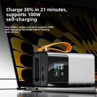 Banco de Energía de 30000mAh con Cable Retráctil Incorporado, Pantalla LED, Banco de Energía de Alta Capacidad de 165W para Computadoras Portátiles, Teléfonos, Campamentos al Aire Libre