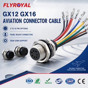 Câble Connecteur Aviation GX12 GX16 2 à 10 Broches Étanche Mâle Femelle Montage sur Panneau Fiche Circulaire Faisceau de Câbles Électriques OEM ODM - Product Image 1