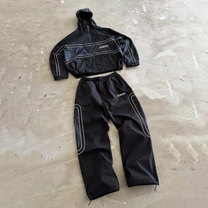 Custom Streetwear <b>Mens</b> Nylon Tracksuit <b>Men</b> Pullover Zipper <b>Jacket</b> and Nylon <b>Track</b> Pant Set 3m Reflective Jogging Windbreaker Set - Product Image 1