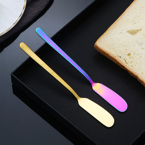 มีดเนยสแตนเลส Yt A028 304 สีพื้น สไตล์ตะวันตก สำหรับทาครีมชีส แยม มีดครัว สีเงิน สีทอง สีโรสโกลด์ - Product Image 4