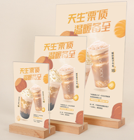 Support de menu de table en acrylique en bois | Carte de tente d'affichage de restaurant en plastique transparent A4/A5/A6