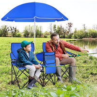 Chaise pliante pivotante 2 places avec parapluie, en tissu éponge, facile à emballer, pour camping, randonnée, plage, en acier inoxydable Oxford, pour école, hôtel